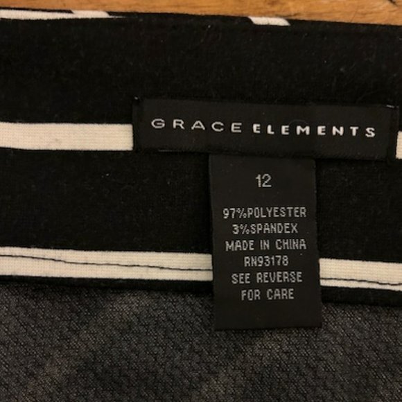 Grace Elements Women's 12 Skirt Black White Diagonal Stripes Exposed Zipper - Picture 4 of 4